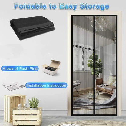 Mesh Screen Net Home Magnetic Foldable Anti Mosquito Door Curtains 100*210CM which fits to Door Size - 7 Feet - CL-RI-785